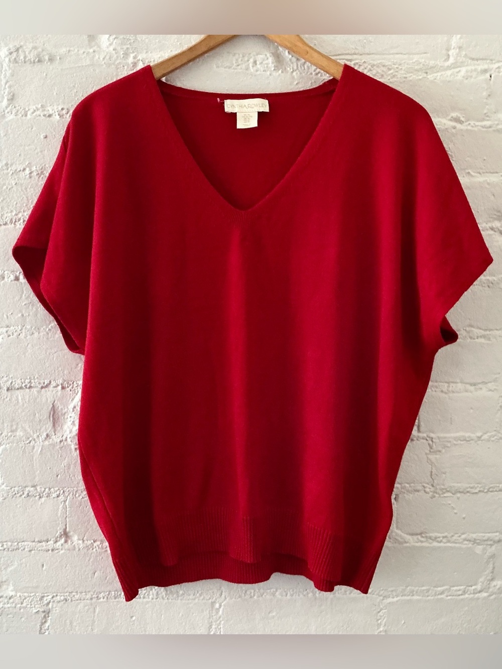 Cynthia Rowley Red Short Sleeve Lightweight Sweater Relaxed Fit Capsule preppy